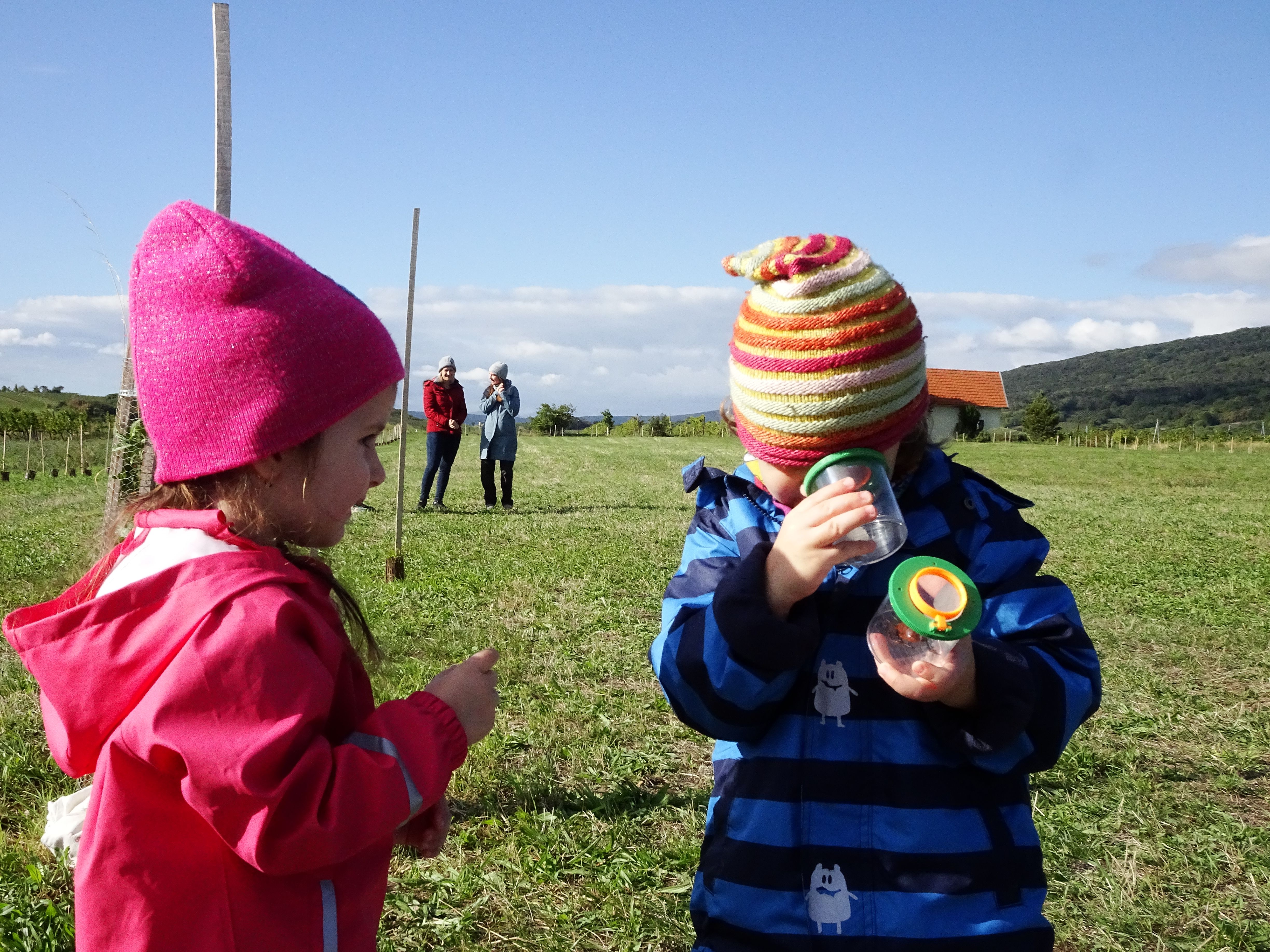 Kinder mit Becherlupen