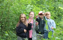 Kinder mit Becherlupe