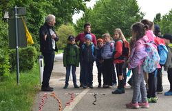Kinder ordnen typischen Müll der in der Natur liegen bleibt, der entsprechenden Verrottungsdauer zu.