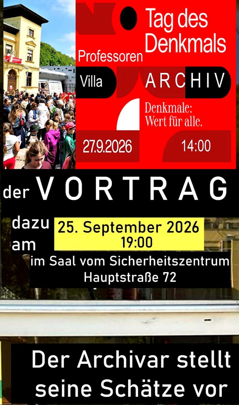 Flyer Vortrag: Der Archivar stellt seine Schätze vor + Tag des Denkmals