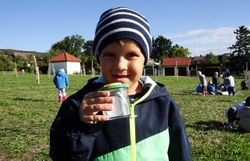 Kind mit Becherlupe