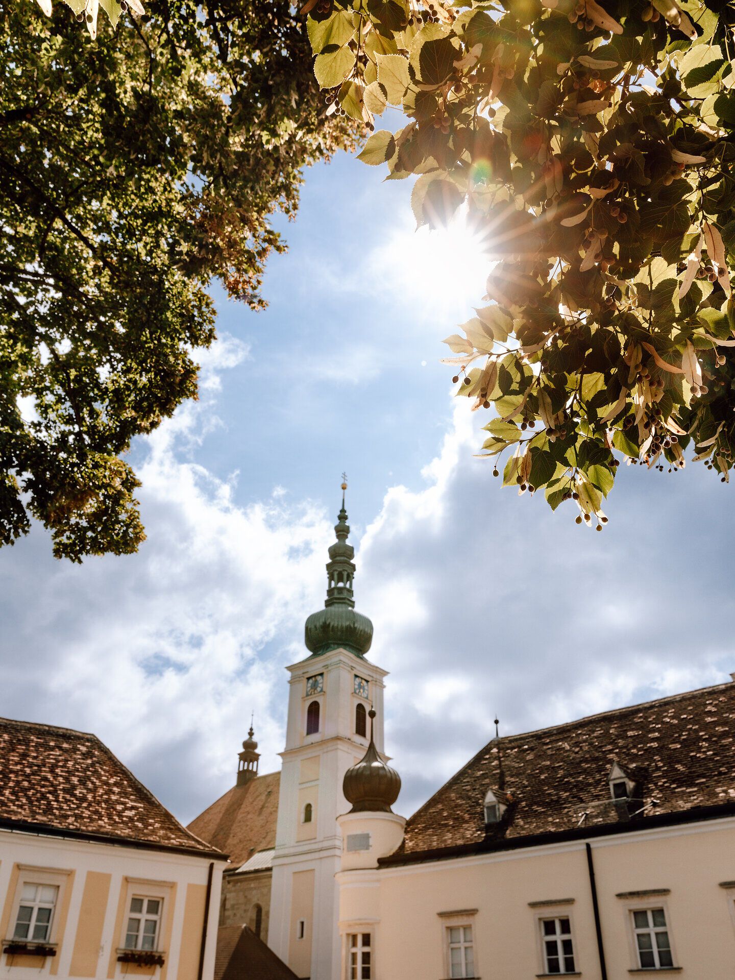 The sun’s gentle rays filter through the canopy of leaves, bathing the historic architecture in warm light. Surrounded by lush greenery and the soothing sounds of nature, this place invites you to reflect and relax. Here, where history and nature blend harmoniously, summer becomes an unforgettable experience.