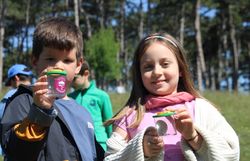 Kinder präsentieren ihren Insektenfund