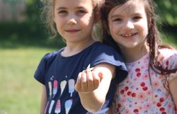 Kinder mit Schmetterling auf der Hand