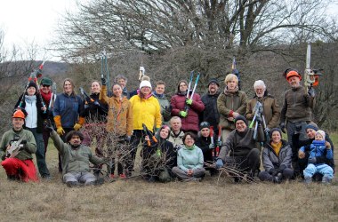 Zahlreiche Freiwillige setzten sich heute für die wertvolle Perchtoldsdorfer Heide und ihre biologische Vielfalt ein., © LPV/L. Strobl