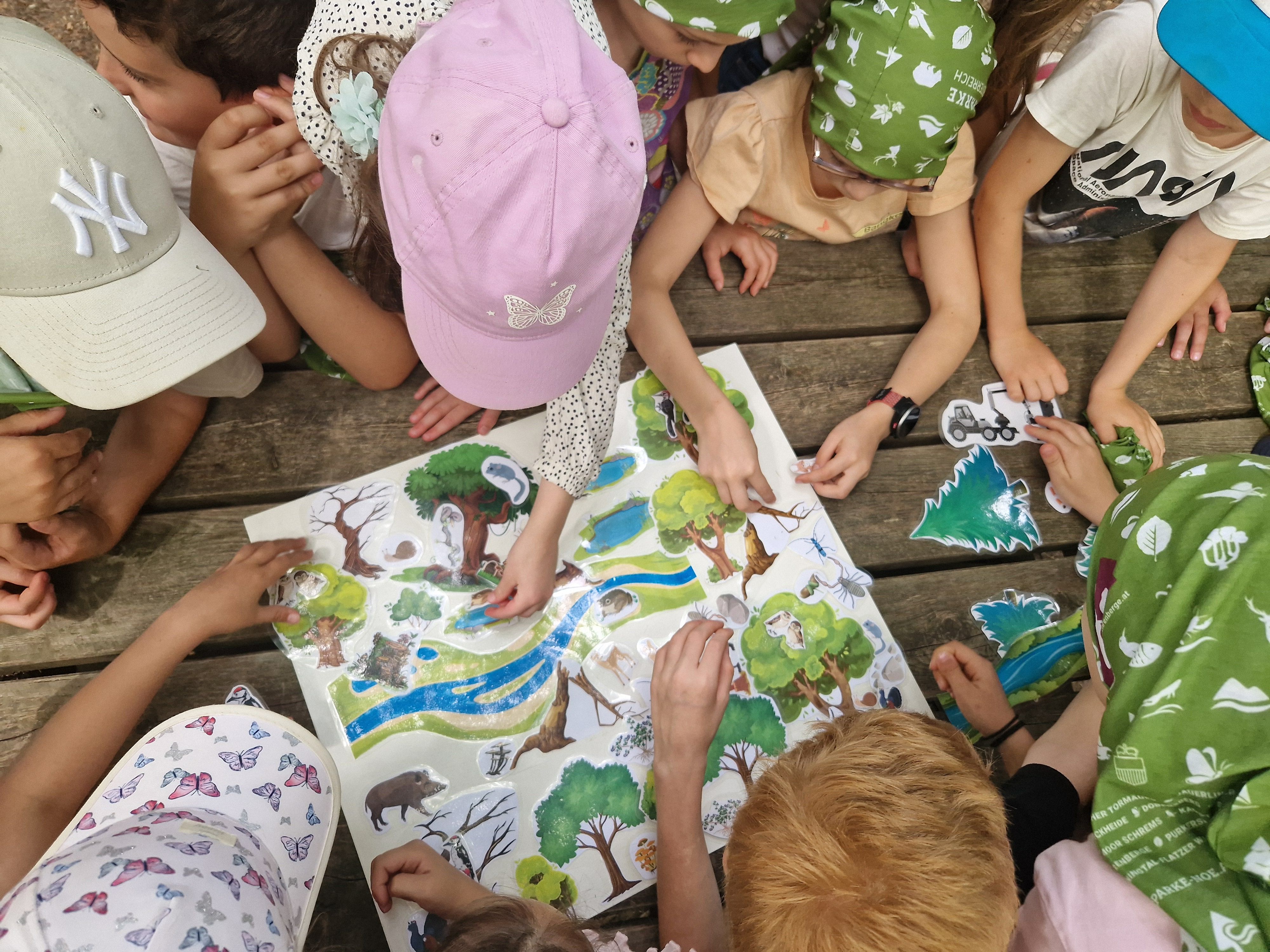 Kinder ordnen Wald-Magnettafel